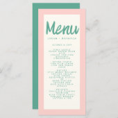 Roze Groen Handschrift Typografie Retro Bruiloft Menu (Voorkant / Achterkant)