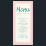 Roze Groen Handschrift Typografie Retro Bruiloft Menu<br><div class="desc">Roze Groen Handschrift Typografie Retro Bruiloft Menu</div>