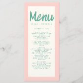 Roze Groen Handschrift Typografie Retro Bruiloft Menu (Voorkant)