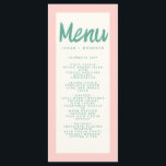 Roze Groen Handschrift Typografie Retro Bruiloft Menu<br><div class="desc">Roze Groen Handschrift Typografie Retro Bruiloft Menu</div>