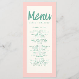 Roze Groen Handschrift Typografie Retro Bruiloft Menu