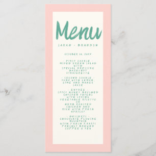 Roze Groen Handschrift Typografie Retro Bruiloft Menu