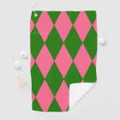 Roze groen harlekijn geruit ontwerp golfhanddoek (Insitu)