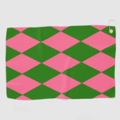 Roze groen harlekijn geruit ontwerp golfhanddoek (Horizontaal)