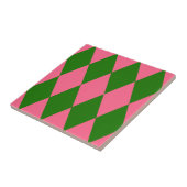 Roze groen harlekijn geruit ontwerp tegeltje (Zijkant)