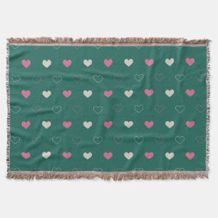 Roze & Groen Hart Naadloos Patroon Mooie Minimalis Deken