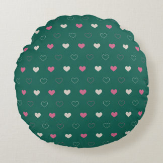 Roze & Groen Hart Naadloos Patroon Mooie Minimalis Rond Kussen