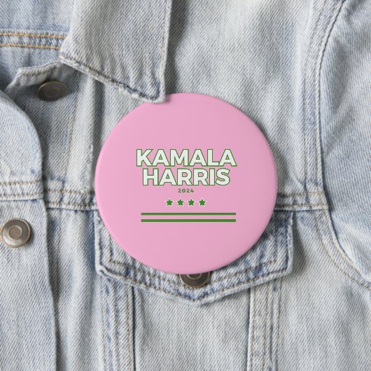 Roze & Groen Kamala Harris Button (In situ)