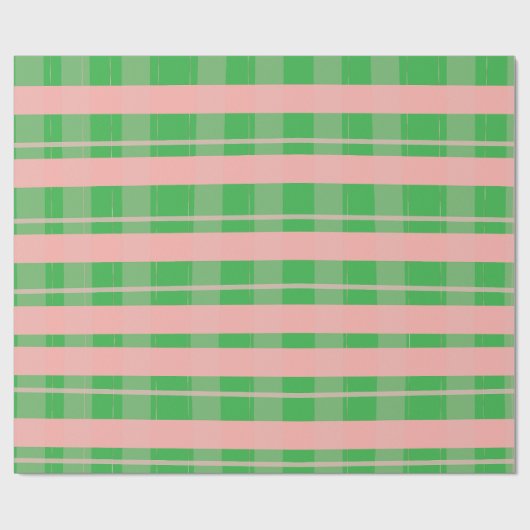 Roze Groen Kerstspel Cadeaupapier (Vlak)