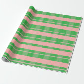 Roze Groen Kerstspel Cadeaupapier (Uitgerold)