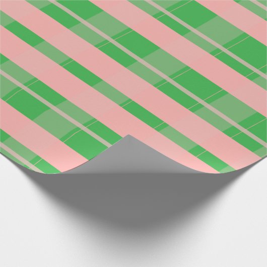 Roze Groen Kerstspel Cadeaupapier (Hoek)