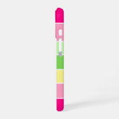 Roze Groen Kleurblokken Strepen Monogram Telefoonh iPhone 16 Hoesje (Linkerkant)