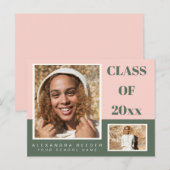 Roze groen kleurenblok 2 Foto 2022 Afstuderen Briefkaart (Voorkant / Achterkant)