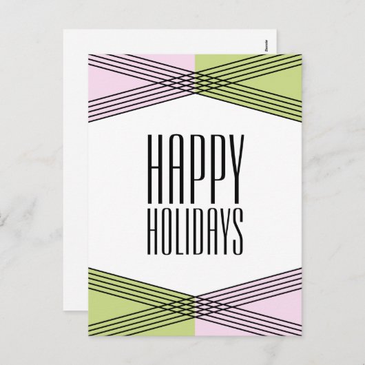 Roze Groen Kleurrijk Deco Holiday Briefkaart (Voorkant / Achterkant)