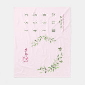 Roze groen laat baby meisje maandelijkse mijlpaal fleece deken (Voorkant)