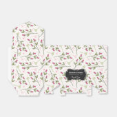 Roze & Groen Lange Steen Wildflower Bruiloft Bedan Bedankdoosjes (Uitgevouwen)