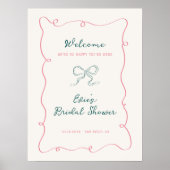 Roze Groen Lijst Lint Vrijgezellenfeest Welkomstbo Poster (Voorkant)