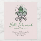 Roze Groen Lucky Shamrock St Patricks Baby shower Wijn Etiket (Enkel label)