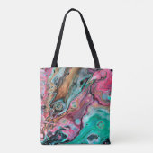 Roze & Groen marmeren strand spullen gepersonalise Tote Bag (Achterkant)