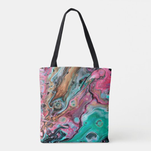 Roze & Groen marmeren strand spullen gepersonalise Tote Bag (Achterkant)