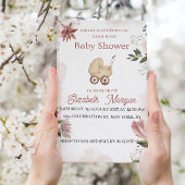 Roze Groen met Bloemen Tuin Baby shower Kaart