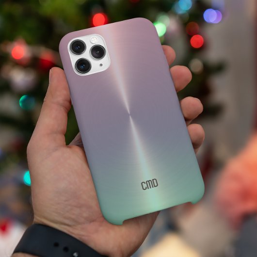 Roze Groen Metallic Ombre Monogram Case-Mate iPhone Case