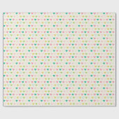 Roze groen minimalistisch geometrisch hartpatroon cadeaupapier (Vlak)