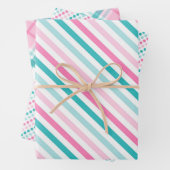 Roze groen modern patroon inpakpapier vel (In situ)