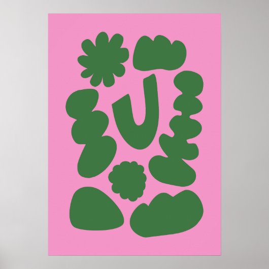 Roze Groen Moderne Abstracte Geometrische Vormen K Poster (Voorkant)