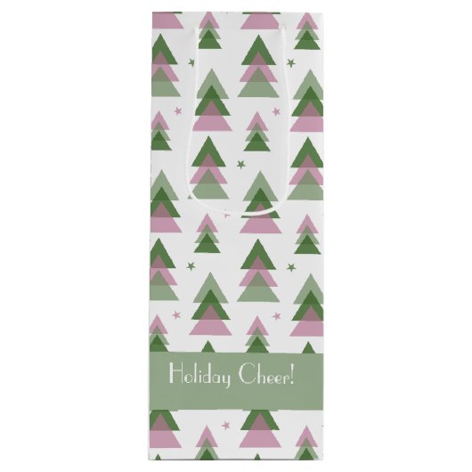 Roze & Groen Moderne Vakantie Wijn Cadeautas (Voorkant)