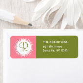Roze & Groen Monogram Adreslabel Etiket (Insitu)