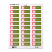 Roze & Groen Monogram Adreslabel Etiket (Full Sheet)