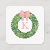 Roze Groen Monogram Baby shower Luier Raffle Informatiekaartje (Achterkant)