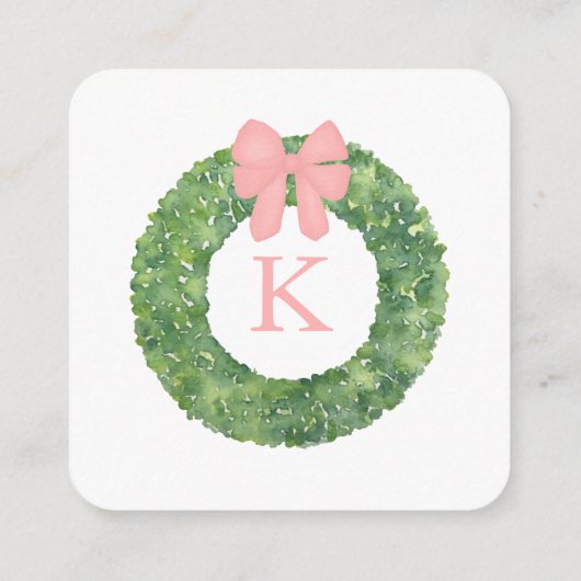 Roze Groen Monogram Baby shower Luier Raffle Informatiekaartje (Achterkant)