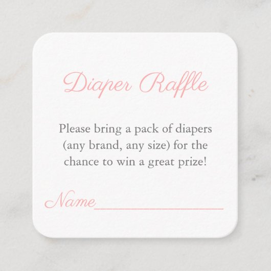 Roze Groen Monogram Baby shower Luier Raffle Informatiekaartje (Voorkant)