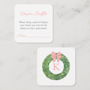 Roze Groen Monogram Baby shower Luier Raffle Informatiekaartje