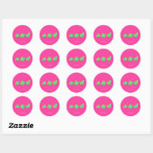 Roze & Groen Monogram verlovingsfeest bruiloft Ronde Sticker (Vel)