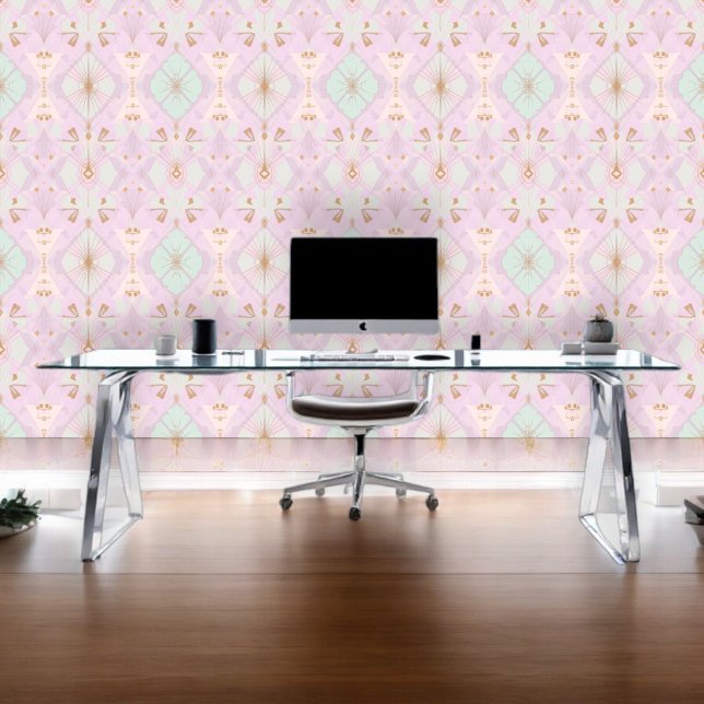 Roze & Groen Mozaïek Ontwerp Behang (Creator heeft geüpload)