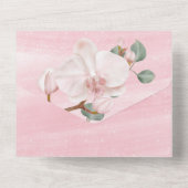 Roze groen oerwoud orchidee waterverf bruiloft all in one uitnodiging (Achterkant)