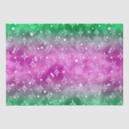 Roze & Groen Ombre Glitter Ster Hemelpatroon Tissuepapier