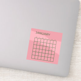 Roze Groen Ongedateerde Organisatie Kalender Sticker