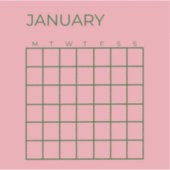 Roze Groen Ongedateerde Organisatie Kalender Sticker (Voorkant)