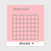 Roze Groen Ongedateerde Organisatie Kalender Sticker (Vel)
