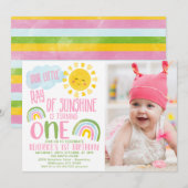 Roze Groen Onze Kleine Straal van Zonneschijn 1e V Kaart (Voorkant / Achterkant)