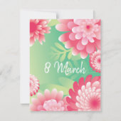 Roze groen op 8 maart. Happy Women's Moederdag. Kaart (Voorkant)
