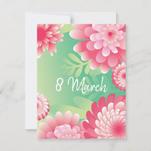 Roze groen op 8 maart. Happy Women's Moederdag. Kaart (Voorkant)
