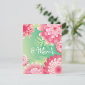 Roze groen op 8 maart. Happy Women's Moederdag. Kaart (Staand voorkant)