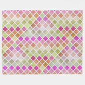 Roze, groen Oranje mozaïekontwerp Fleece Deken (Voorkant (Horizontaal))
