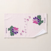 Roze Groen Paars Bloem Vlinder Doodle Naam Bad Handdoek (Handdoek)
