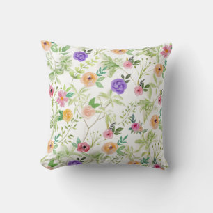 Roze Groen Paarse Bloemen Kussen